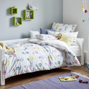 Bio-Satin-Kinderbettwäsche Sky & Me